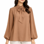 Tie Neck Long Sleeve Top