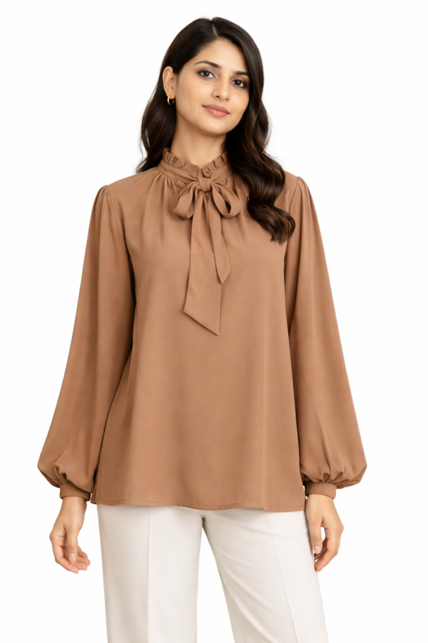 Tie Neck Long Sleeve Top
