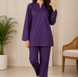 Women's purple cotton tunic top
