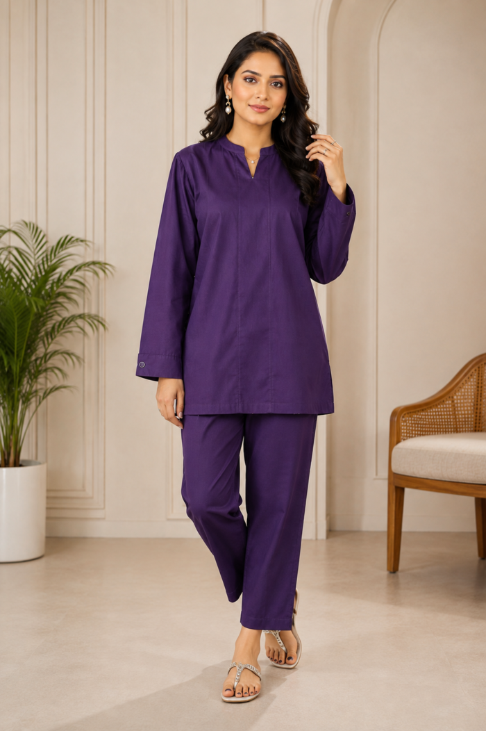 RiyaLux women's purple cotton tunic top Women's purple cotton tunic top