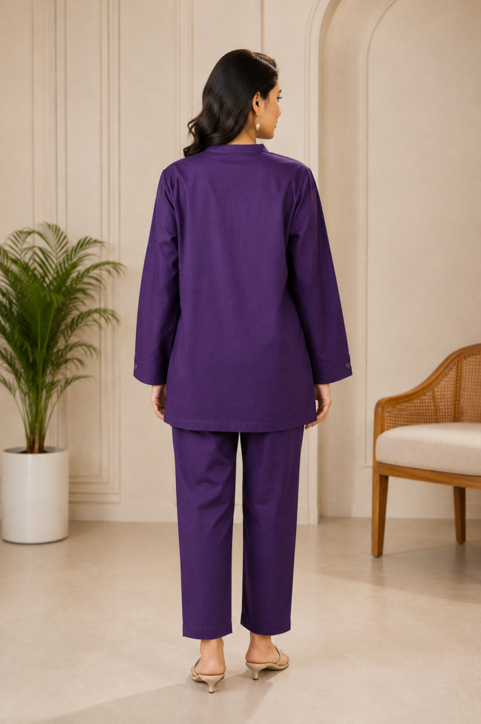 Ladies Shirt Women’s Purple Cotton Tunic Top | RiyaLux - Image 2