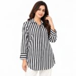 Black & White Striped Cotton Tunic Top for Women | RiyaLux