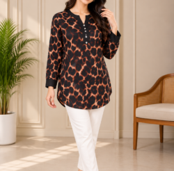 Black & Copper Animal Print Tunic for Women | Riyalux